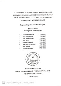 Ecopreneur Pengrajin Tahu dan Sosialisasi Kegiataan Keagamaan Serta Kemasyarakatan Rw. 06 Kebonjati Kecamatan Sumedang Utara Kecamatan Sumedang. Laporan KKN 2020