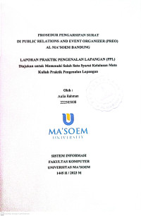 Prosedur Pengarsipan Surat Di Public Relations And Event Organizer (PREO) Al Ma'soem Bandung. Praktik Pengenalan Lapangan