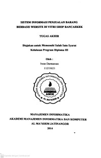 Sistem Informasi Penjualan Barang Berbasis Website di Vitri Shop Rancaekek. Tugas Akhir