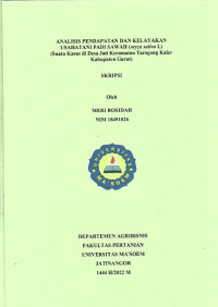 Analisis Pendapatan dan Kelayakan Usahatani Pada Sawah (Oryza Sativa L): Studi Kasus di Desa Jati Kecamatan Tarogong Kaler Kabupaten Garut. SKRIPSI