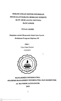 Perancangan Sistem Informasi Penjualan Barang Berbasis Website di PT. Budi Agung Sentosa Rancaekek. Tugas AKhir
