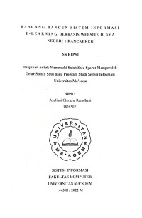 Rancang Bangun Sistem Informasi E- Learning Berbasis Website di SMA Negeri 1 Rancaekek. SKRIPSI 2022