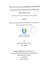 Penerapan Layanan Bimbingan Kelompok Untuk Meningkatkan Motivasi Belajar Siswa Kelas VIII. SKRIPSI 2023