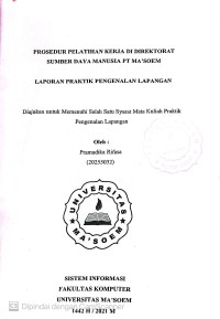 Prosedur Pelatihan Kerja di Direktorat Sumber Daya Manusia PT. Ma'soem. Praktik Pengenalan Lapangan