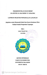 Prosedur Pelayanan Resep di Apotek Al Ma'soem 
