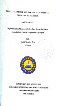 Penelitian Minat Dan Bakat Calon Peserta Didik SMA Al Ma'soem. Praktik Pengenalan Lapangan