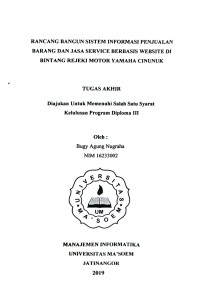 Rancang Bangun Sistem Informasi Penjualan Barang dan Jasa Service Berbasis Website di Bintang Rejeki Motor Yamaha Cinunuk. Tugas Akhir