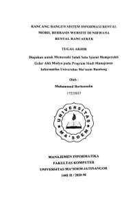 Rancang Bangun Sistem Informasi Rental Mobil Berbasis Website di NIrwana Rental Rancaekek. Tugas Akhir 2020
